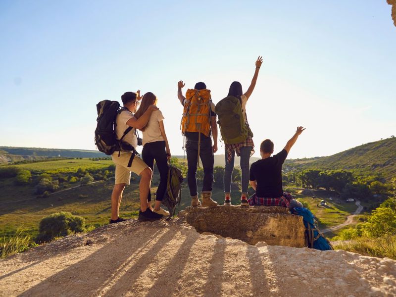 Freunde auf Gruppenreise