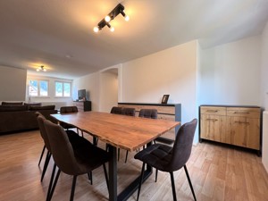 the open-plan living and dining area